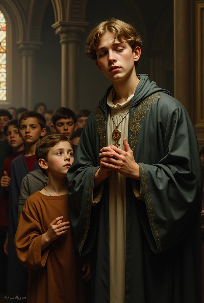 Saint Tarcisius, patron saint of altar boys, pay attention to those who are missing the scale