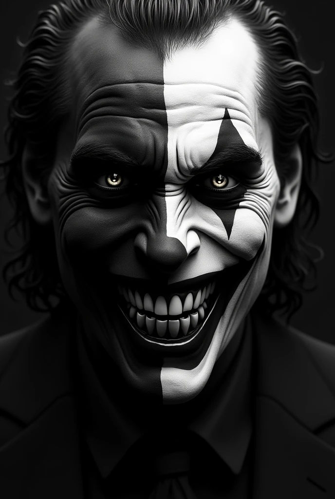 Joker with black & white full face paint
