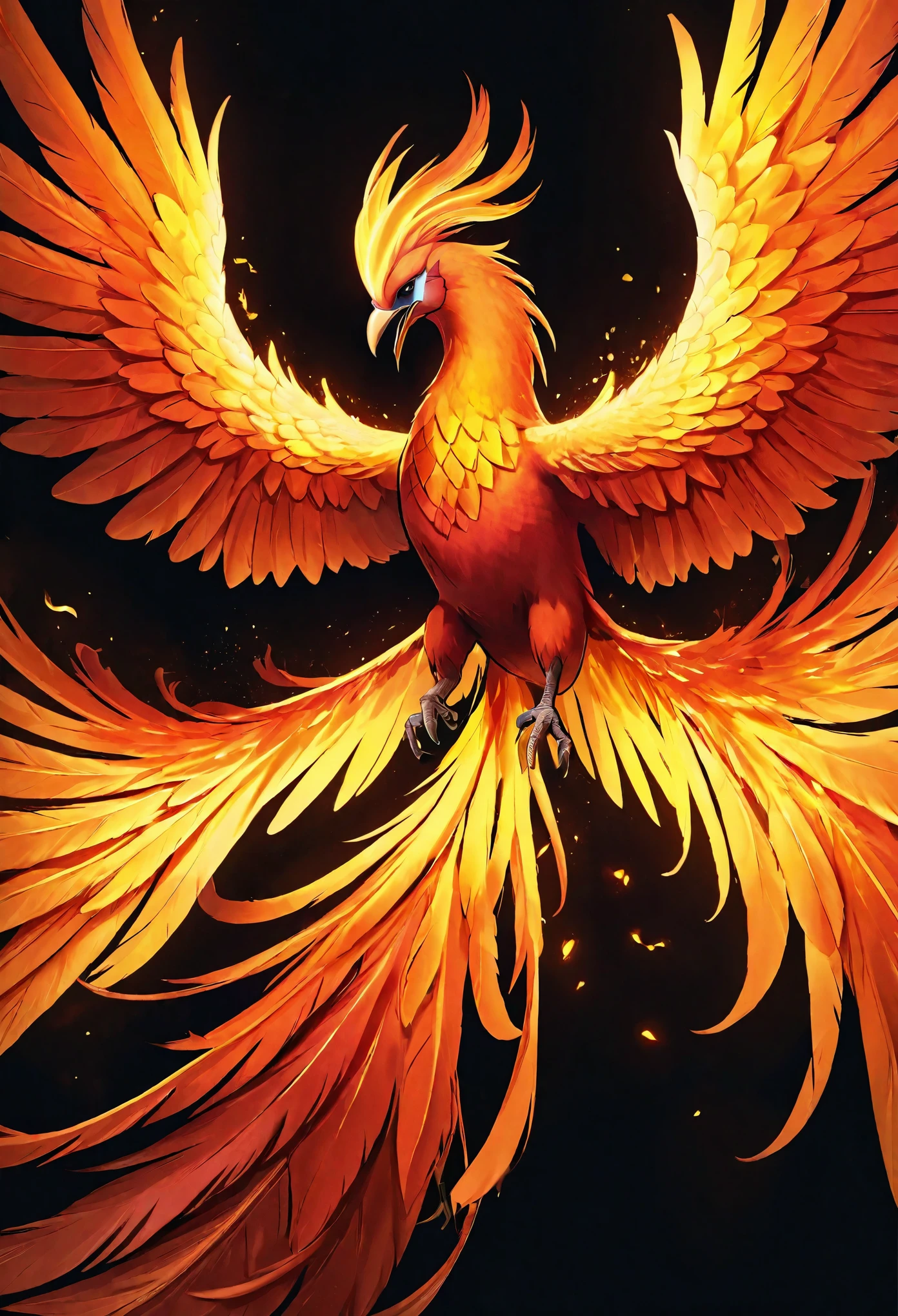 a majestic phoenix, detailed feathers, glowing eyes, spreading wings, fiery energy, mythical creature, fantasy art, digital painting, cinematic lighting, vibrant colors, dramatic composition, hyperrealistic, 8k, best quality, photorealistic