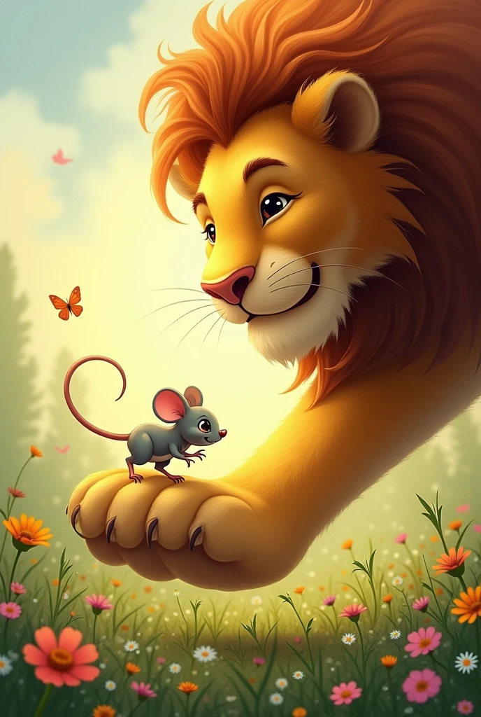  Suddenly, a tiny mouse ran across the lion’s paw For kids story 