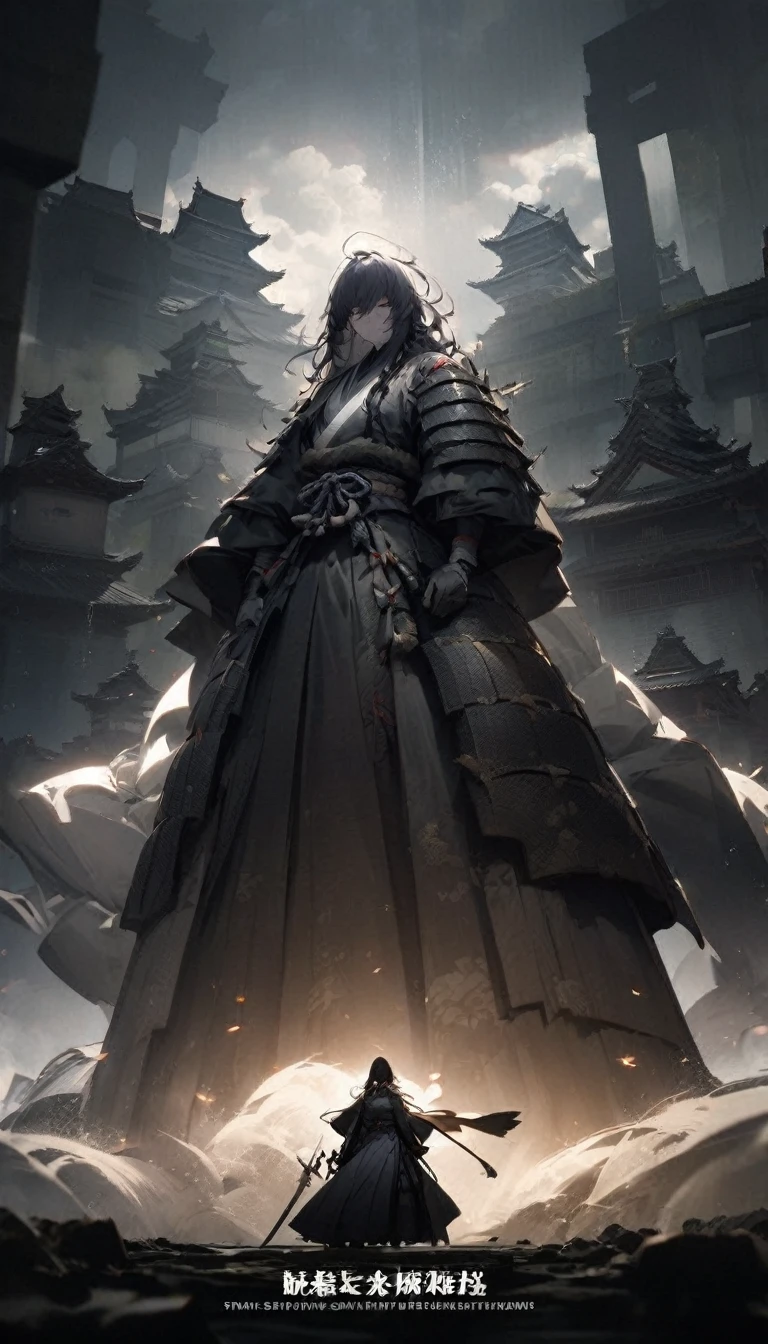 A dramatic teaser image for an upcoming historical revelation. The scene depicts a shadowy figure in traditional Japanese armor, standing in front of a dimly lit, ancient Japanese castle. The figure is partially obscured, with only hints of their attire and weapon visible. The atmosphere is tense and mysterious, with ominous clouds and dim lighting. Text overlay reads, "Next: The mastermind behind a chilling betrayal. Uncover the truth."