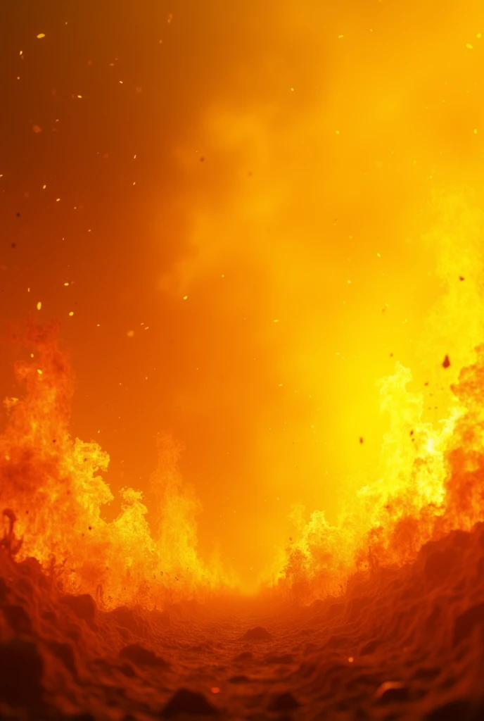 Fire background covered with flames and yellowness
