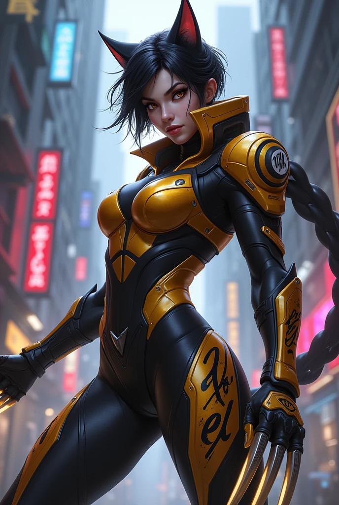 Create a images of Natalia in mobile legends bang bang
Weapon:WOLVERINE CLAWS X
Outfit: gold and black cybord punk with print of my name "NEL"
Background:make a realistic it's up to you