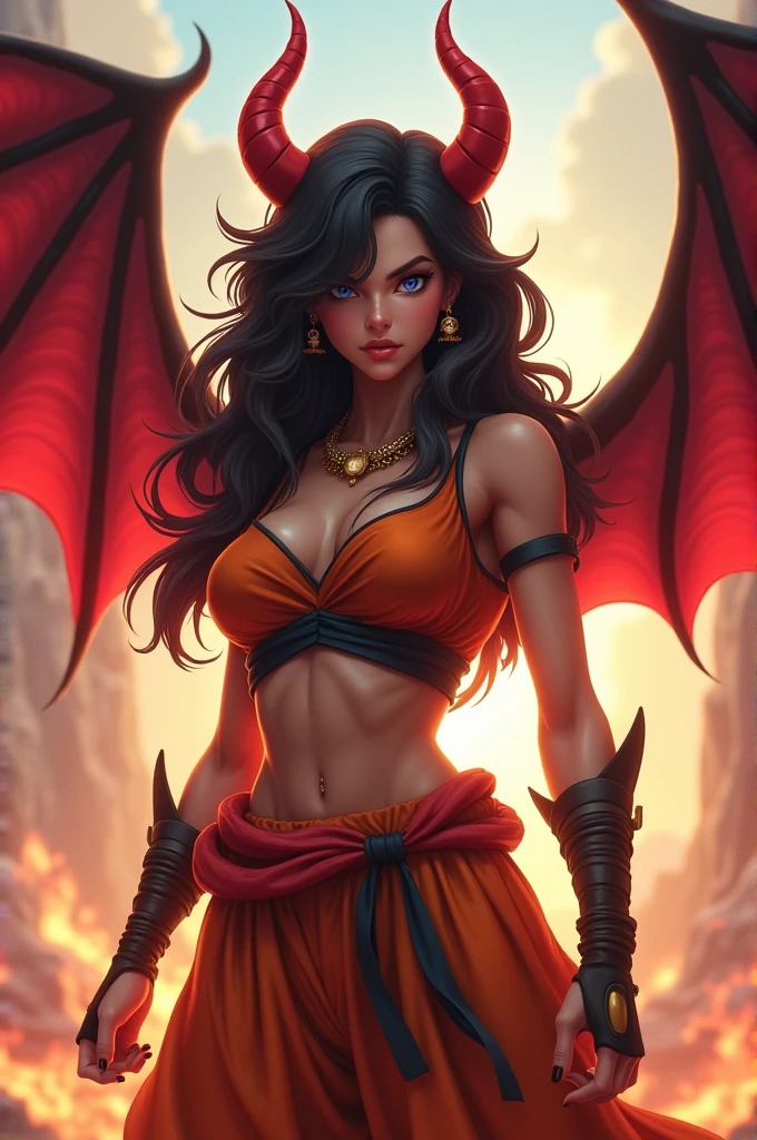 Indian female Goku  ultra instinct Ora sexy and cute face devil wings 
