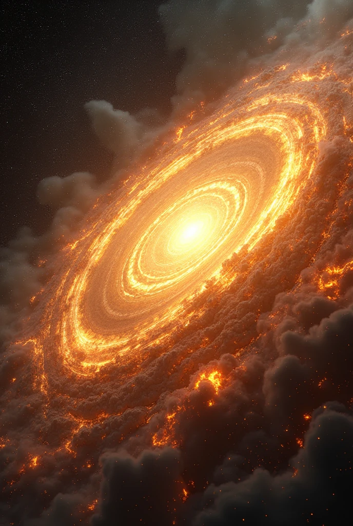 Domain Expantion with flames and stars and gold and silver in space in infinity