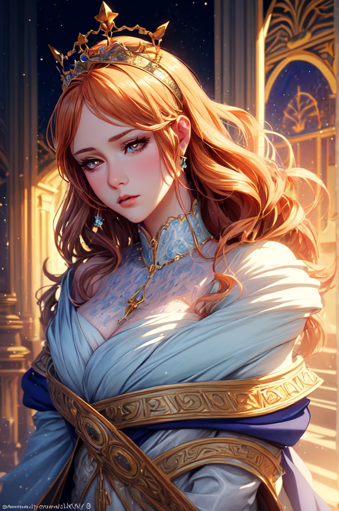 a beautiful detailed young woman, princess helena from greek mythology, ((anime style)), extremely detailed face and eyes, long wavy hair, elegant dress, royal crown, mystical atmosphere, (best quality, 8k, hyperrealistic, masterpiece:1.2), intricate details, dramatic lighting, vibrant colors, fantasy art