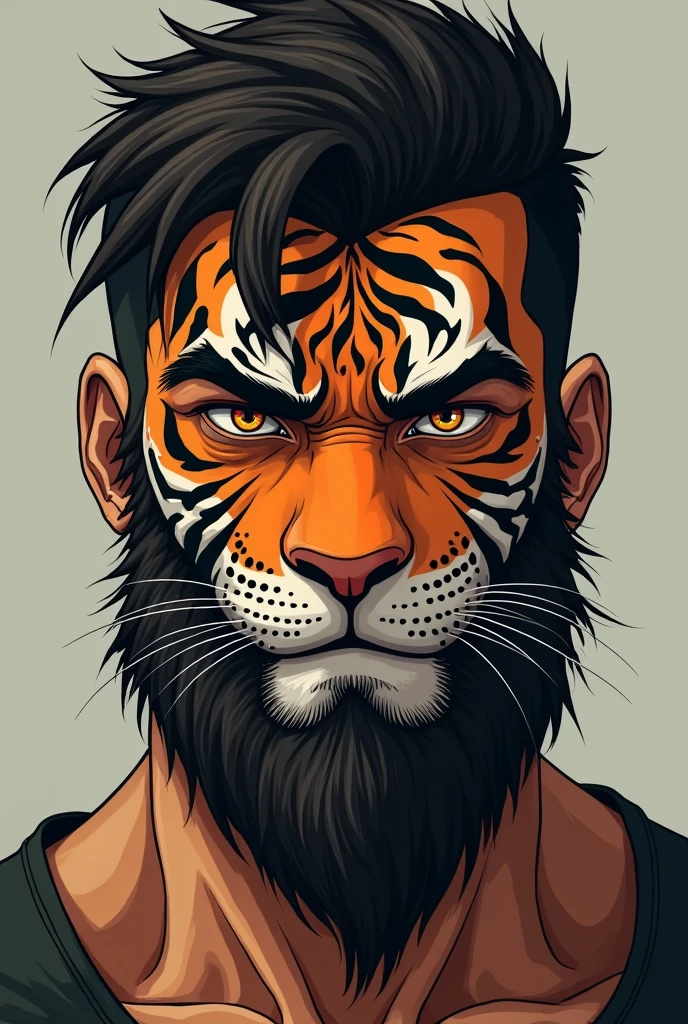 Boy having beard like tiger
Not tiger texture