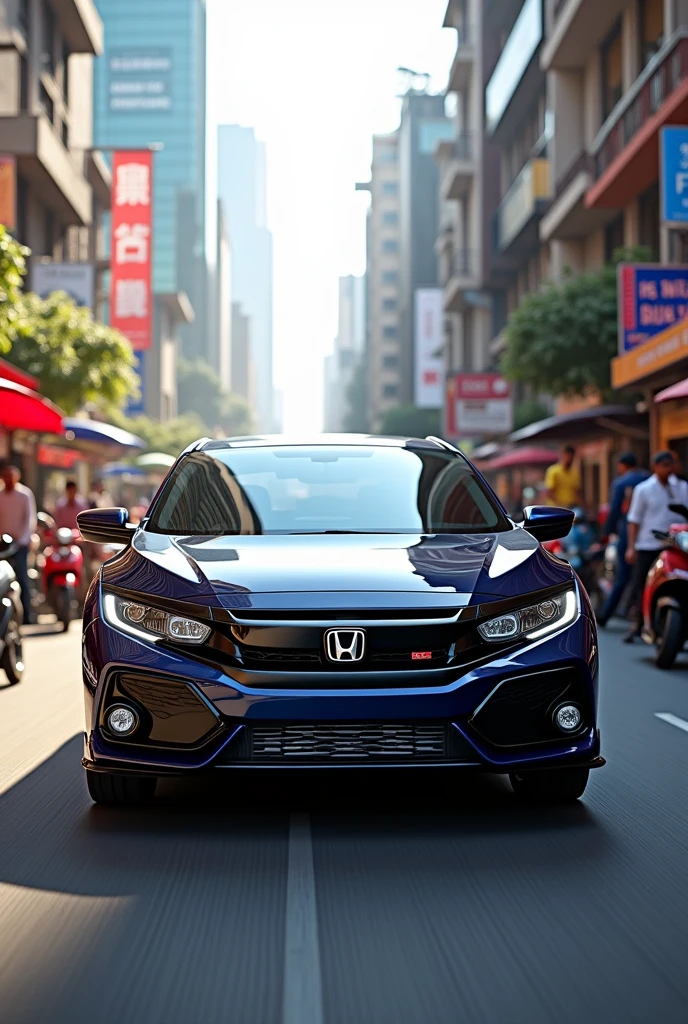 Honda civic car on street in India Mumbai 
