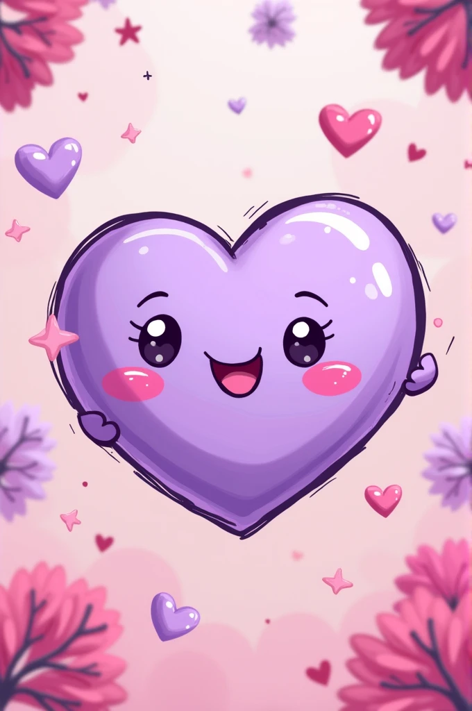 A cute light purple doodle heart comic style animation