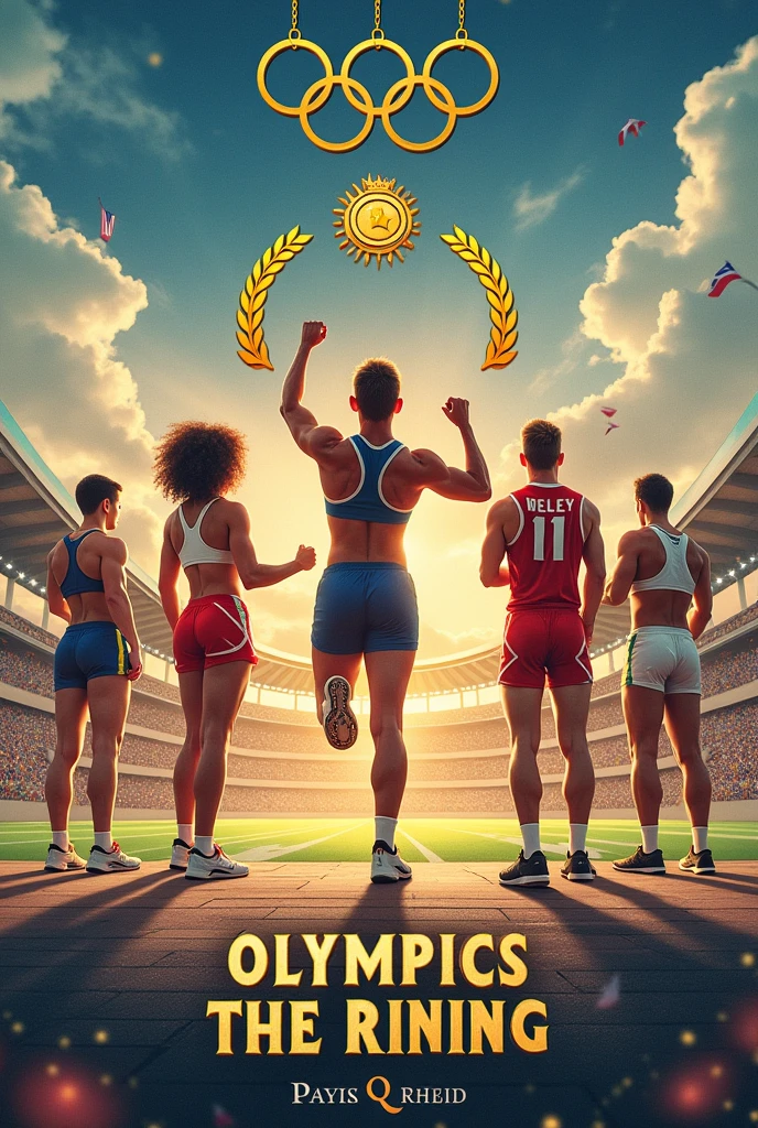 Poster for school sports about olympic and medals at bottom with ranking and to majestic and empirical 