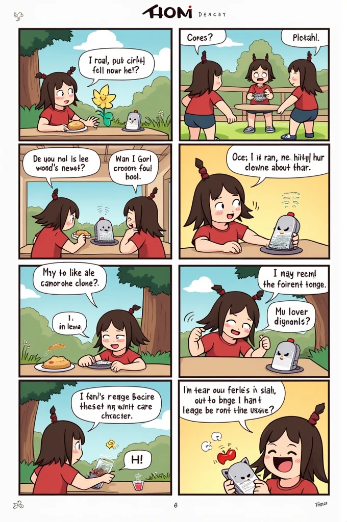 Make me an 8 panel cartoon comic
