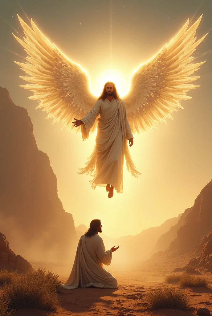 An angel appears to Jesus Christ in the desert 