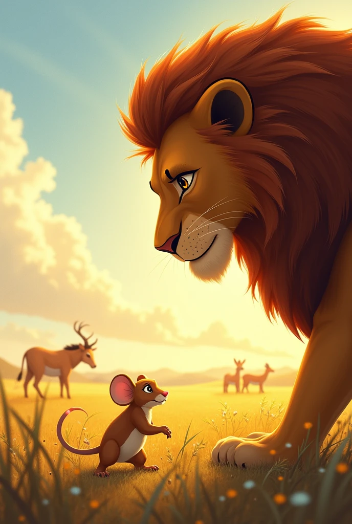 For kids story "You're free to go," the lion said, and the mouse quickly ran away.