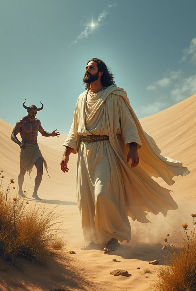 The temptation of Jesus Christ in the desert 