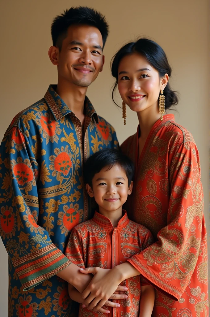 Small family photo wearing batik