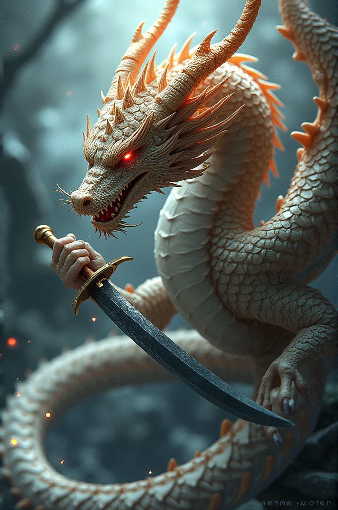 Make me a profile picture, where the name ”ENMA CARDS“ is written and a dragon with a samurai sword can be seen 