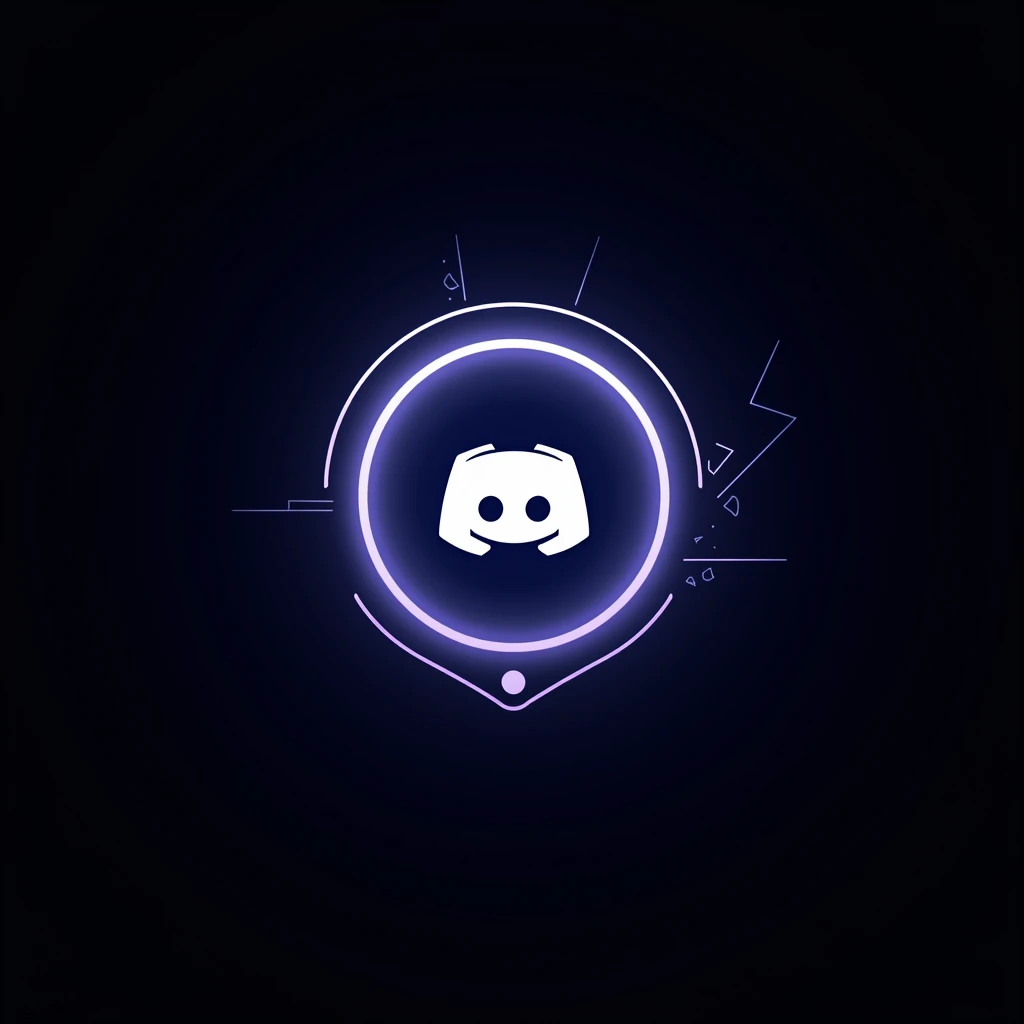 A e-sports gamer, cosplay “counter-stiker_themed” logo for Discord.ink. The logo features a black background with a blue logo in the center. The logo is a stylized logotipo DISCORD with a white circle around it. The circle is surrounded by a white border with a purple background. The logo is complex and elegant, with a modern feel that is perfect for Discord.ink's brand. ((More detail, enhanced, poakl))