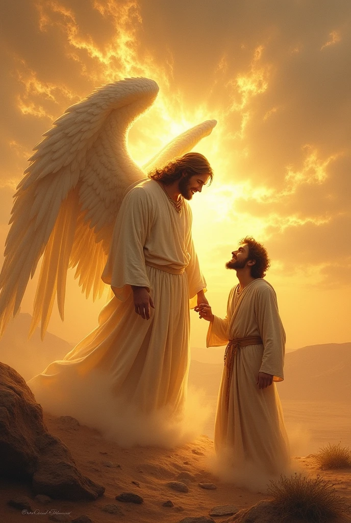 Satan appears dressed as an angel to Jesus Christ in the desert 