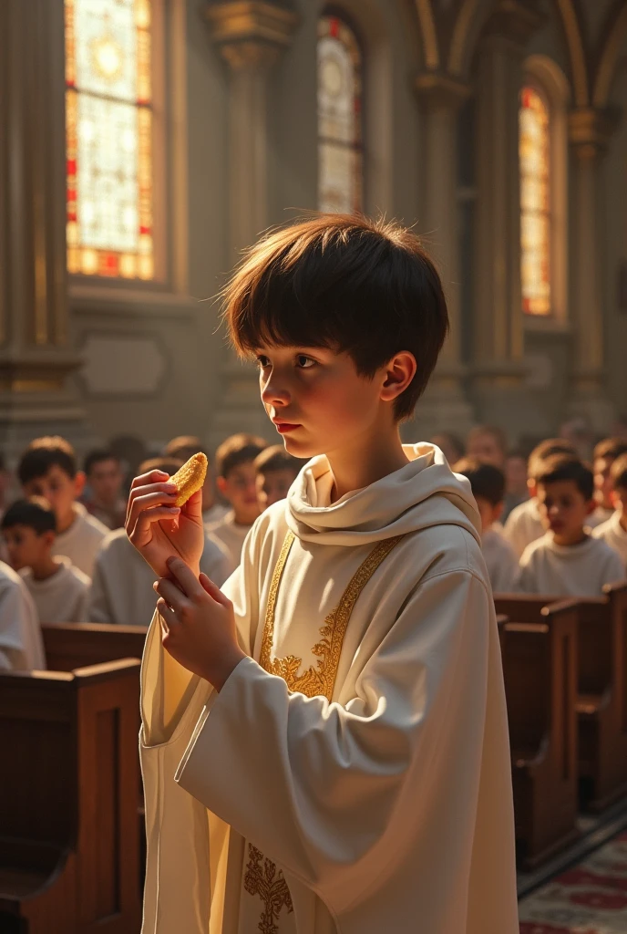 Create a altar server Eating during church mass