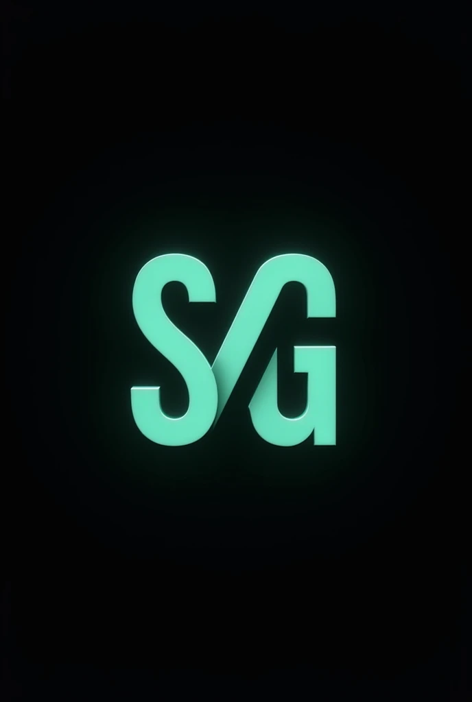 bright mint colour cool 'SG' logo , black background