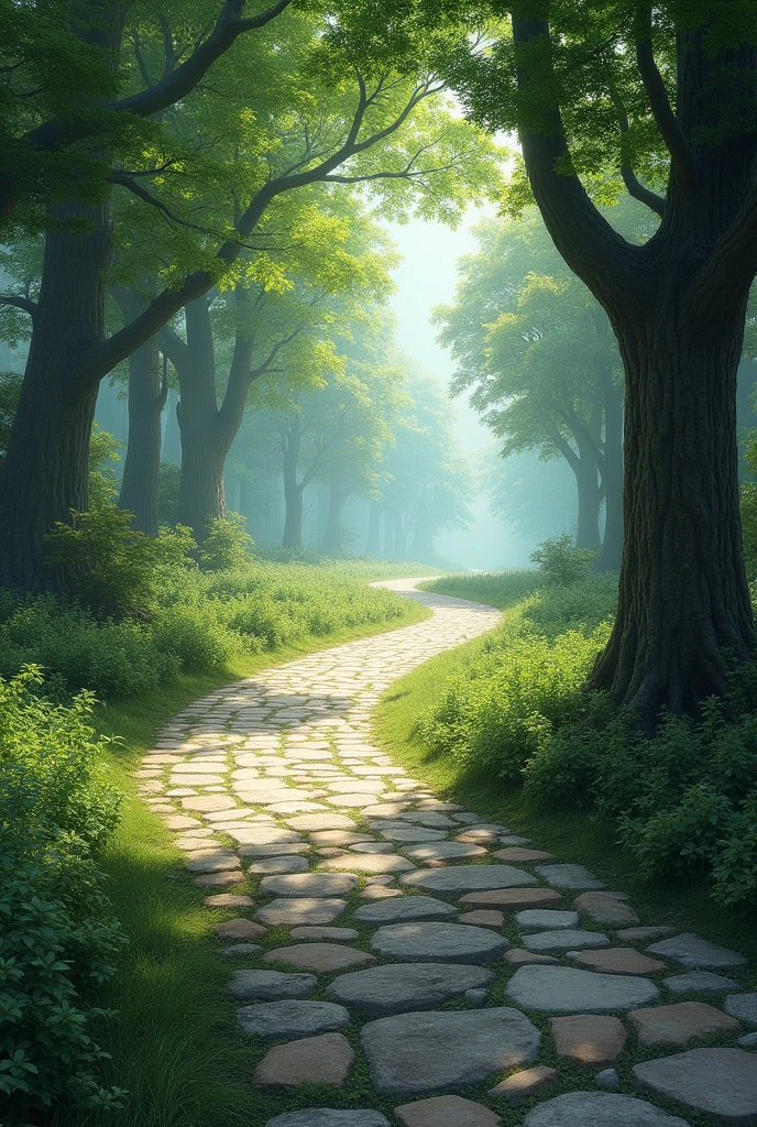 picture of the square stone road continuing to the right