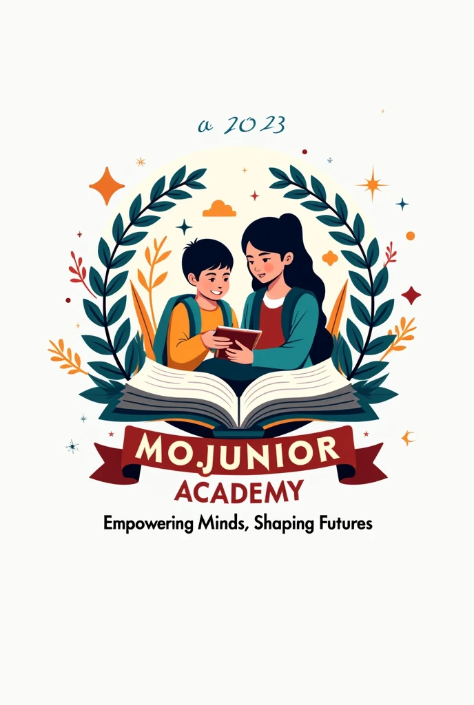 A school logo for MoJunior Academy with an educational motto established in 2023
