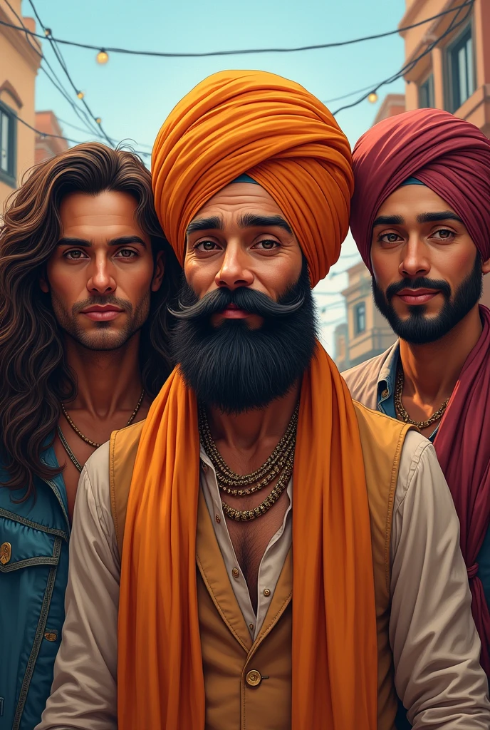 Sardar guy with 3 non sardar friend one with long hair