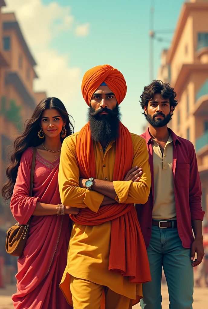 Sardar guy with 2 indian friend one with long hair