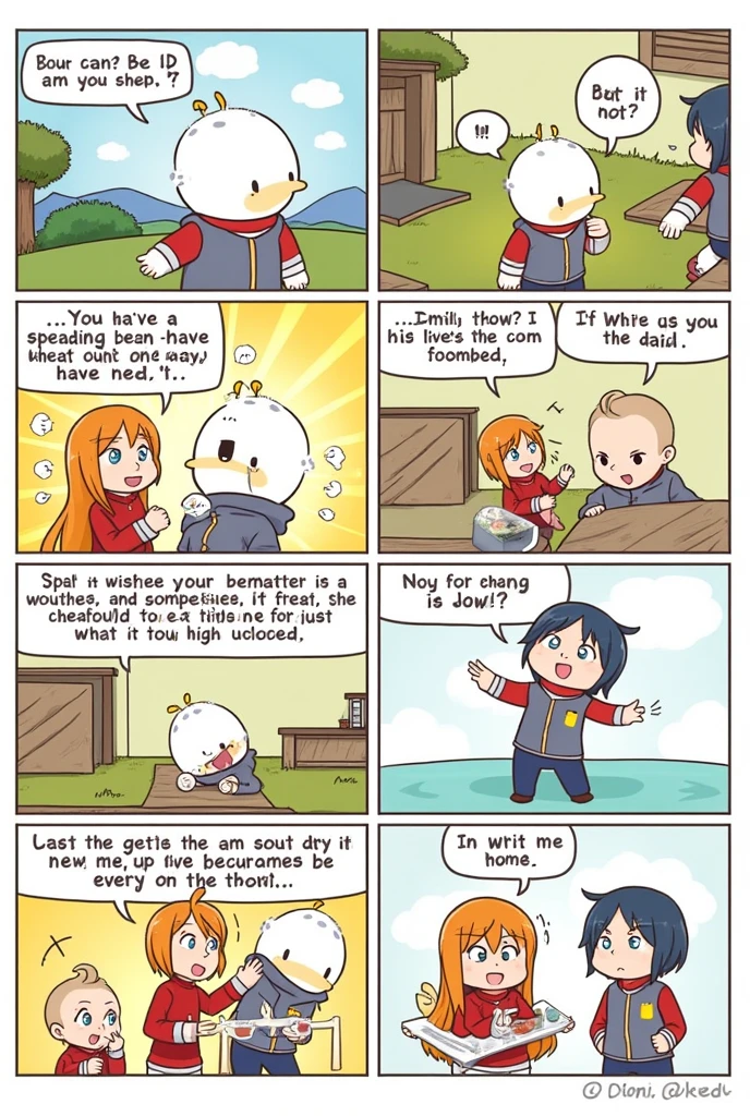 Make me an 8 panel cartoon comic