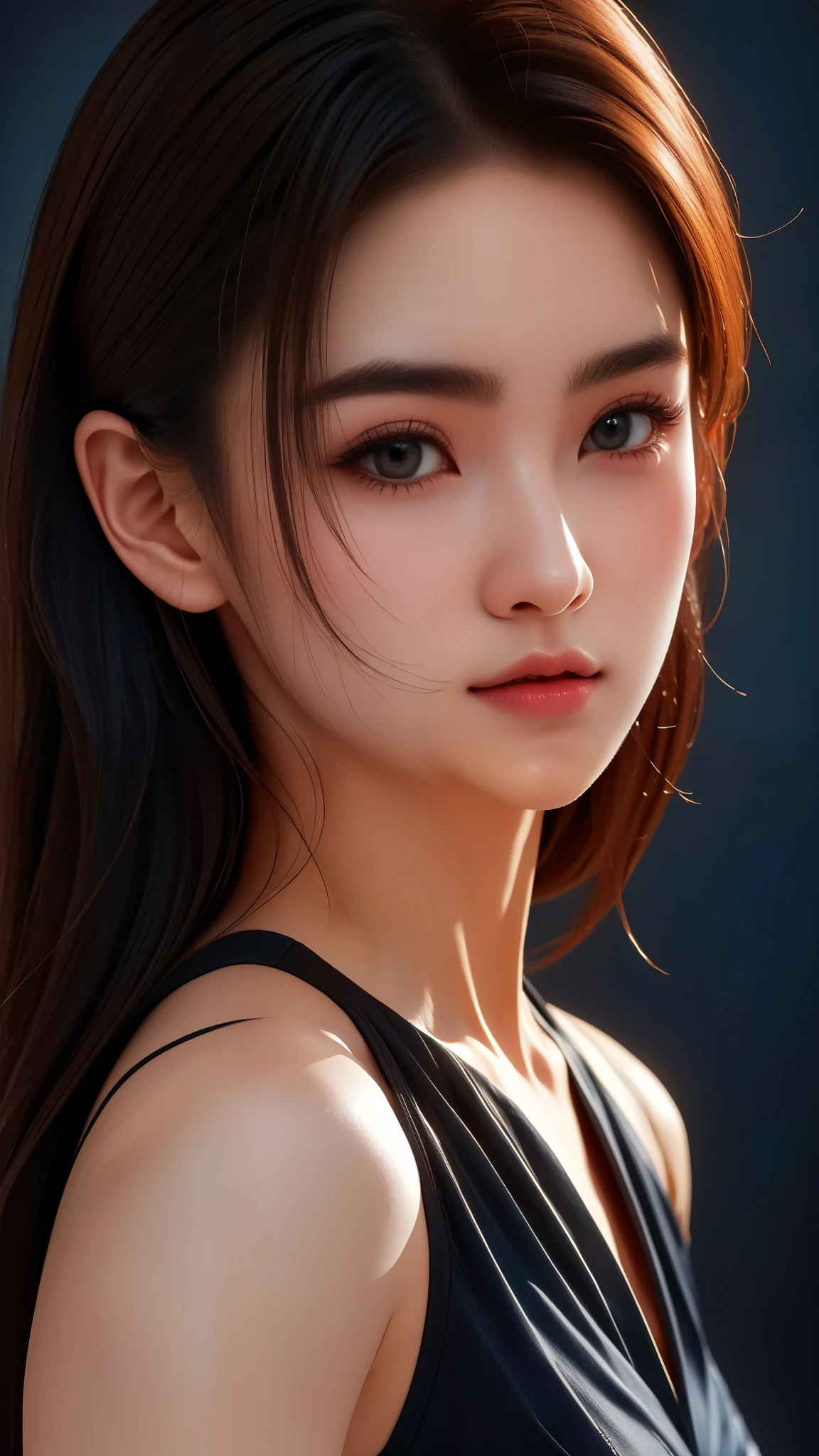 The portrait artwork of a beautiful girl with the theme of light and darkness, ultra-sharp CG at 16k resolution, a masterpiece, Excellent image quality, Very delicate), (Great light and shadow, Exquisite and beautiful), Really smooth skin, Bright face, Displaying near-perfect 18k quality, versatile, lovely.