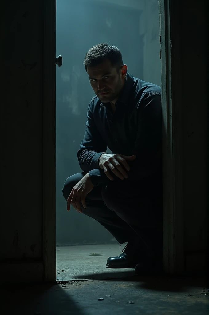 A depressed man sitting on a chair and a bad and gangster man standing her back side ai carecter image