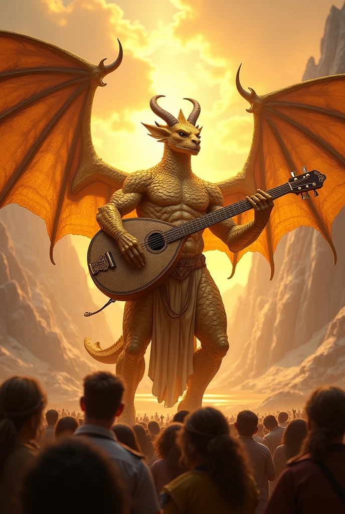 Golden Dragonborn Bard