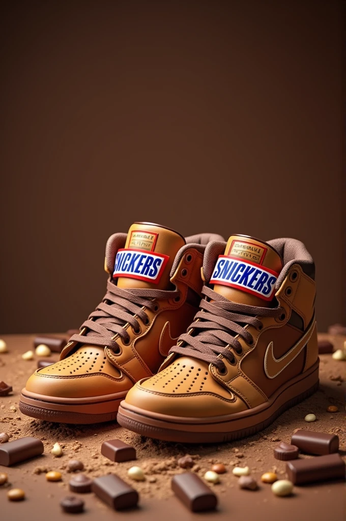chocolate snickers shoes with the snickers logo