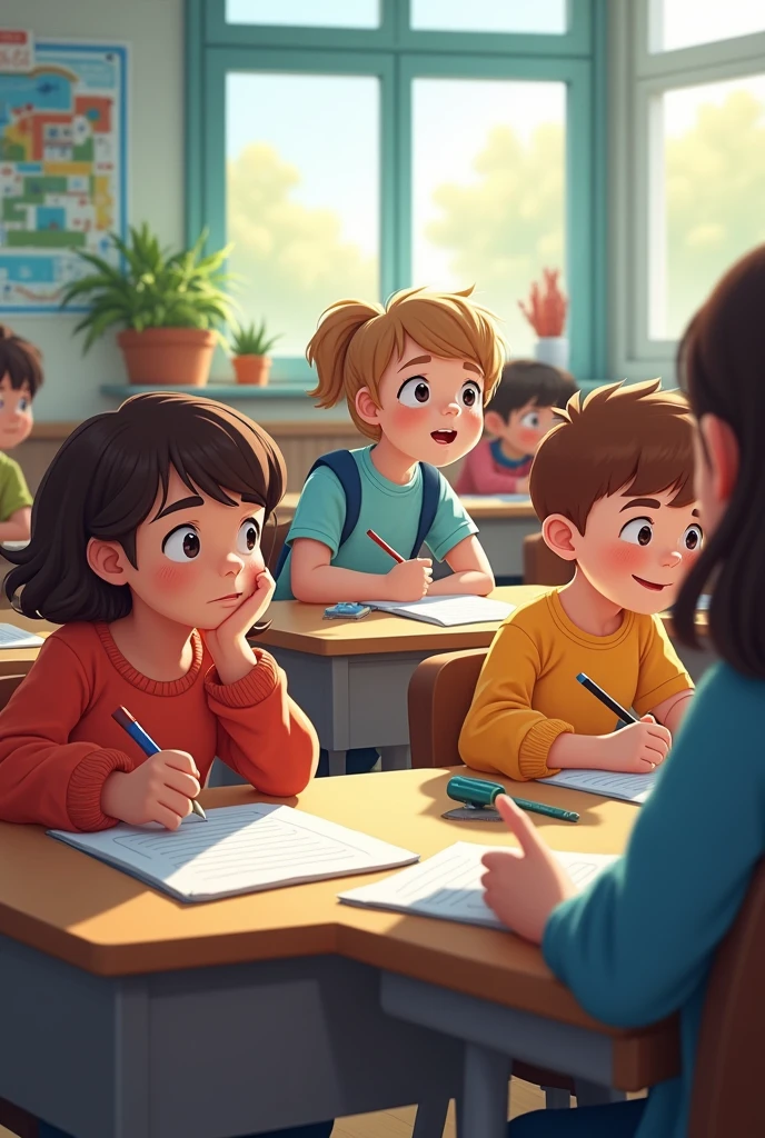 Children studying in the classroom
