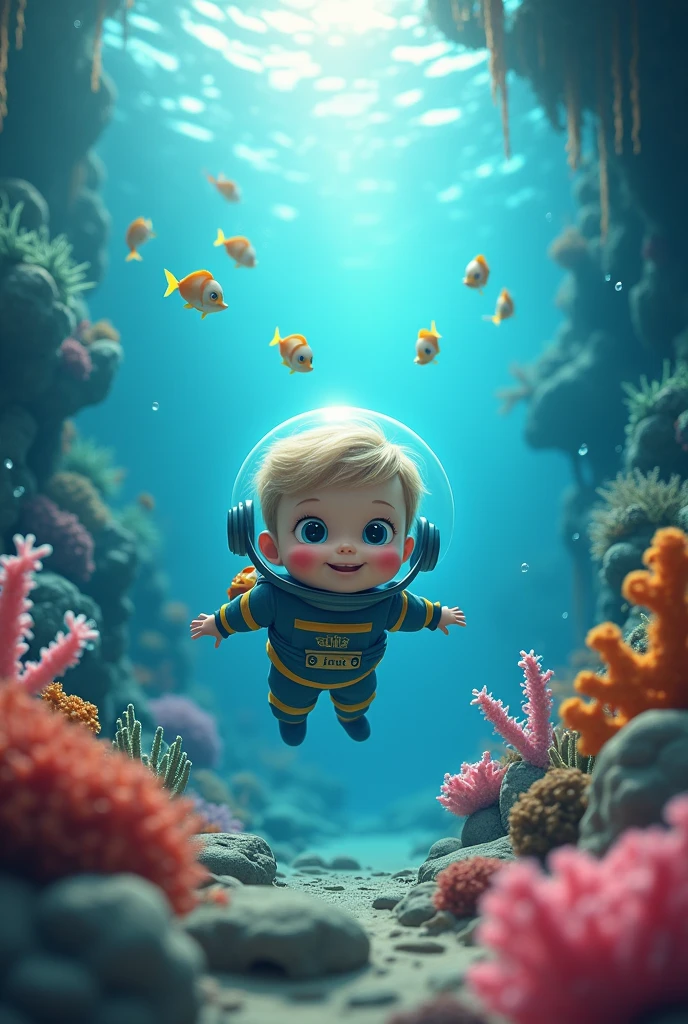 A baby is going under the sea
