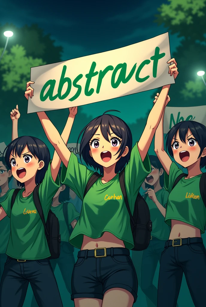 Anime people holding protesting the word ABSTRACT is the best
all in green at night
