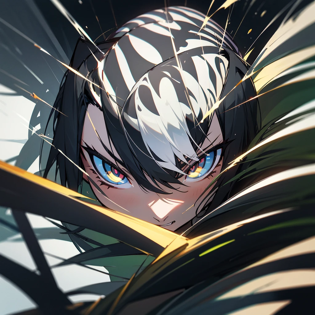 Black tiger with white stripes, High Definition, in jungle attack mode