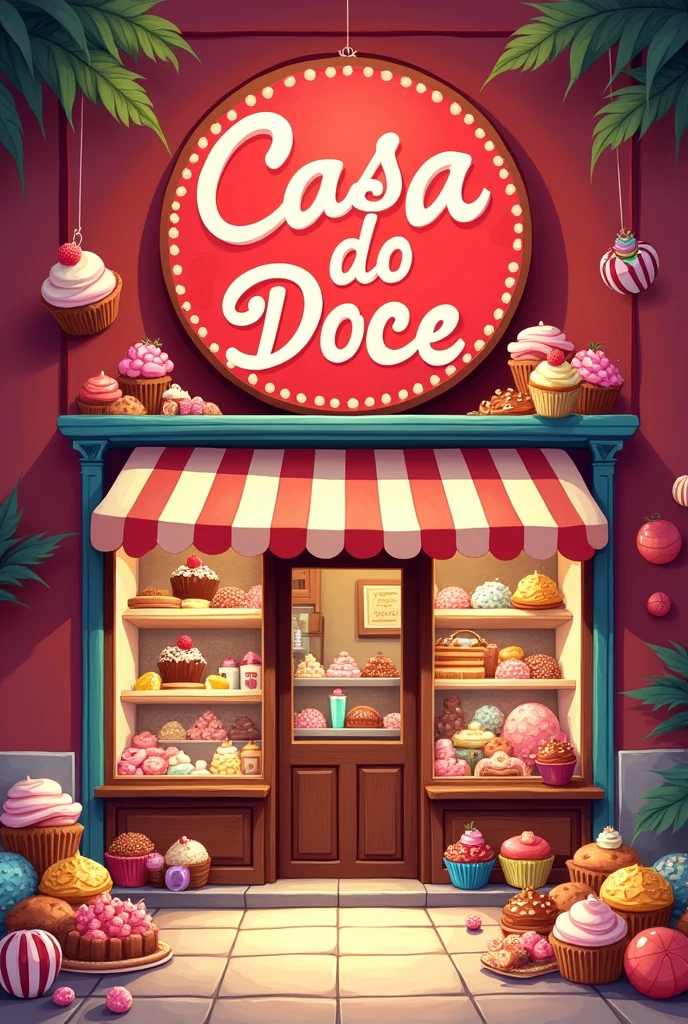 I work at Casa do Doce and today is Saturday the store is open until 1pm:00 wanted to create an image saying “today the store is open until 1pm:00” with a red background with some sweets, candies, cookies and such and with the logo of the candy house, really cool, and please put it in Portuguese