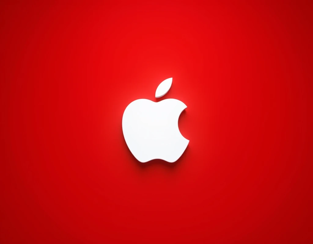 We need only one image of Apple company logo background red ho aur logo dark white ho aur logo ka size thoda bda ho logo white ho