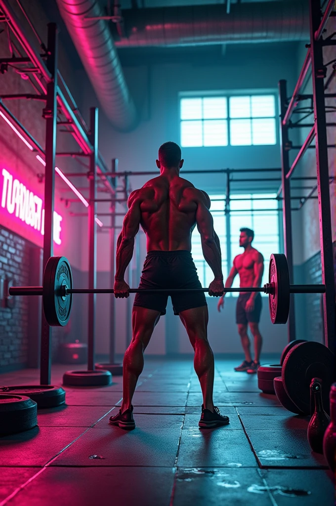 CrossFit gym with neon lights 
