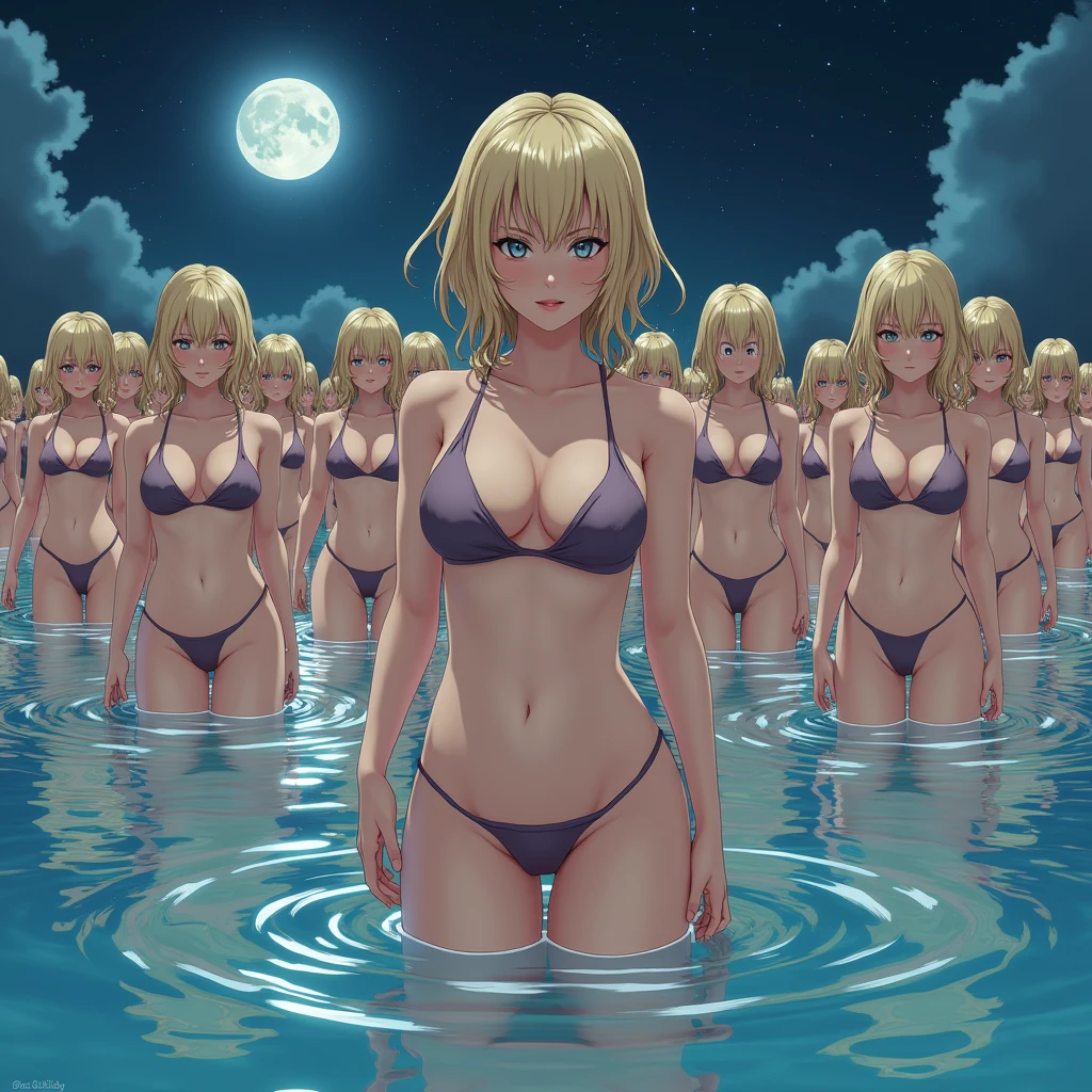 ((anime character Clone-girls Art)), ((Best Super High quality Clone-girls illustration Art)), (((16K, Highest quality, Ultra-high resolution))), (((((It&#39;s a very unrealistic and delusional worldview.))))), Blonde Girl, Swimwear, Very detailed美しい女体, Very detailed完璧な体の構造, ((Big Breasts)), (((A seductive smile))), ((((((((Highly detailed cloning depiction, 1girl-1,000,000,000,000,000,000,000,000,000,000,000,000clone-girls)))))))), (Very detailed, The detailed depiction of the proliferation of Clone-girls, ((With perfectly identical Clone-girls&#39; bodies, With the exact same face as Clone-girls, With the exact same hairstyle as Clone-girls, Dressed exactly like the Clone-girls, Exactly the same height as the Clone-girls, 完璧にClone-girlsと同じ超Big Breasts), (((((1,000,000,000,000,000,000,000,000,000,000,000,000Clone-girls))))), (Very detailed depiction, From the surface of the water, 1,000,000,000,000,000,000,000,000,000,000,000,Over 000 people, Clone-girlsが, From face to upper body, Repeated extension々And wells up), night, Starry sky and full moon, walk, Approaching here, １The girl in the row holds out her hand, The girls in the second row are watching us., The girls in the third row were playing with the same girls., From the fourth row onwards, the girls were flirting with each other.