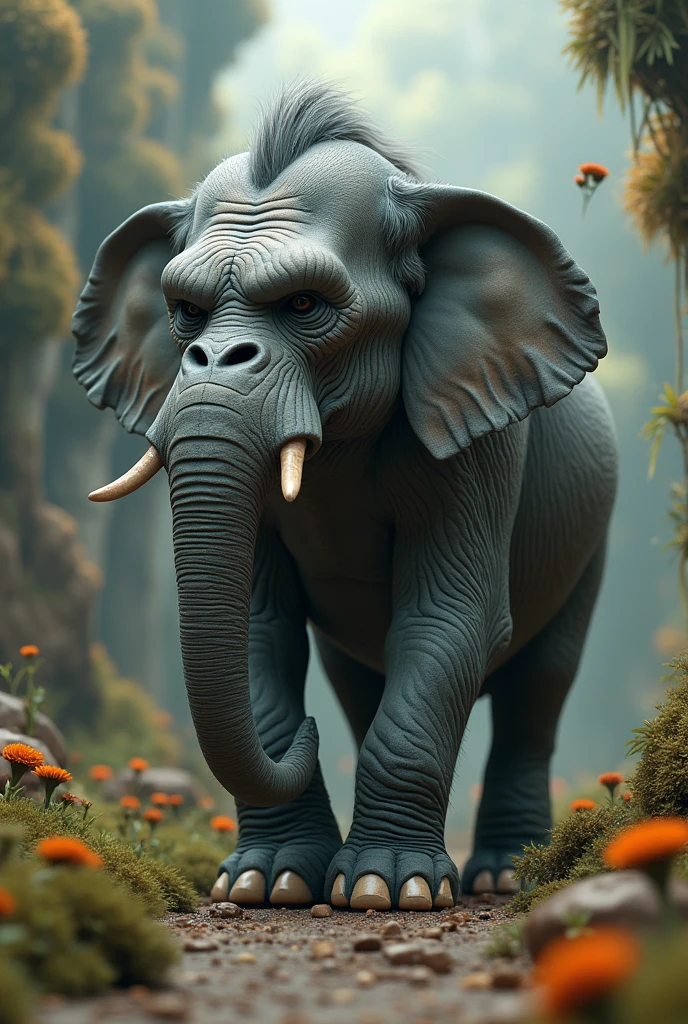 An elephant with a gorilla face funny