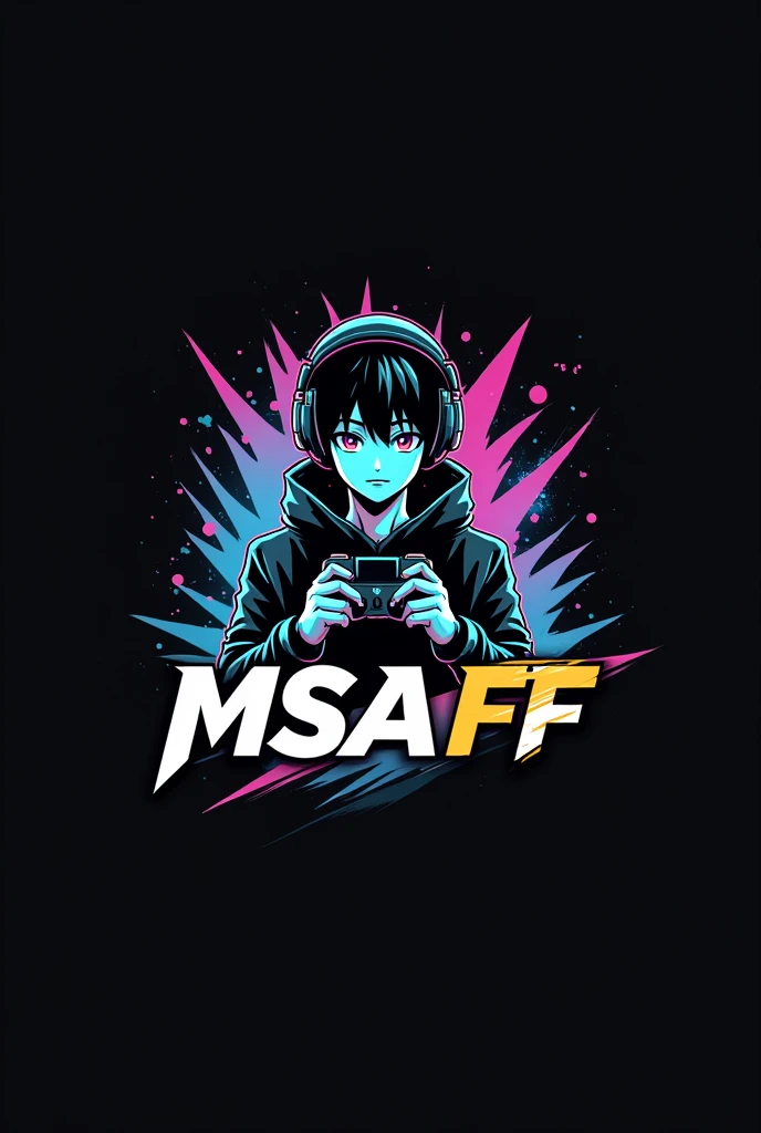 This is a gaming logo that features the name "
MSA FF " in a futuristic font and a black and Gwhite color. and Boy Anime avtar, The logo also has a stylized controller icon. The logo is designed to be attractive and eye-catching, and to appeal to gaming enthusiasts and