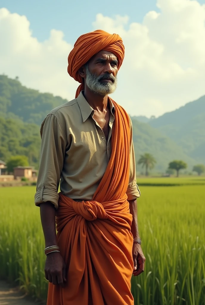 मोहन: एक ईमानदार और मेहनती किसान, जिसकी उम्र लगभग 30 साल है। वह साधारण, पारंपरिक भारतीय किसान के कपड़े—धोती, कुर्ता और पगड़ी पहने हुए है। उसके चेहरे पर एक विनम्र और दृढ़ भाव है।