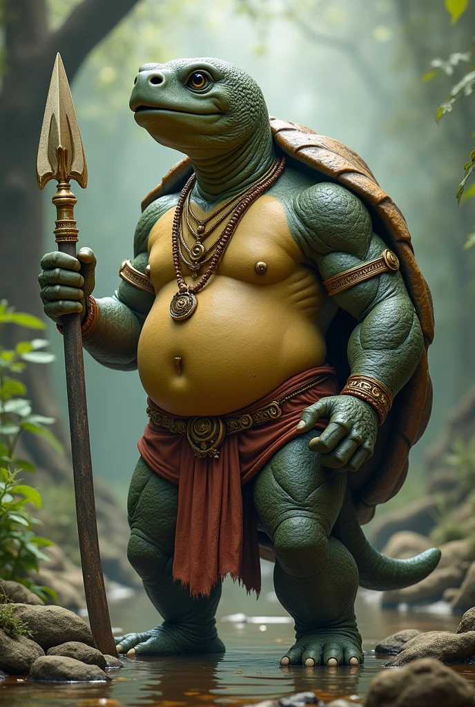 Lord vishnu god kurma avatar with half human and half tortoise body with one hand weapon