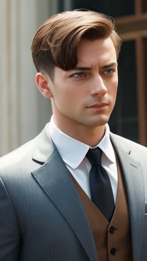 A man Aksamit short hair focus on the character's face