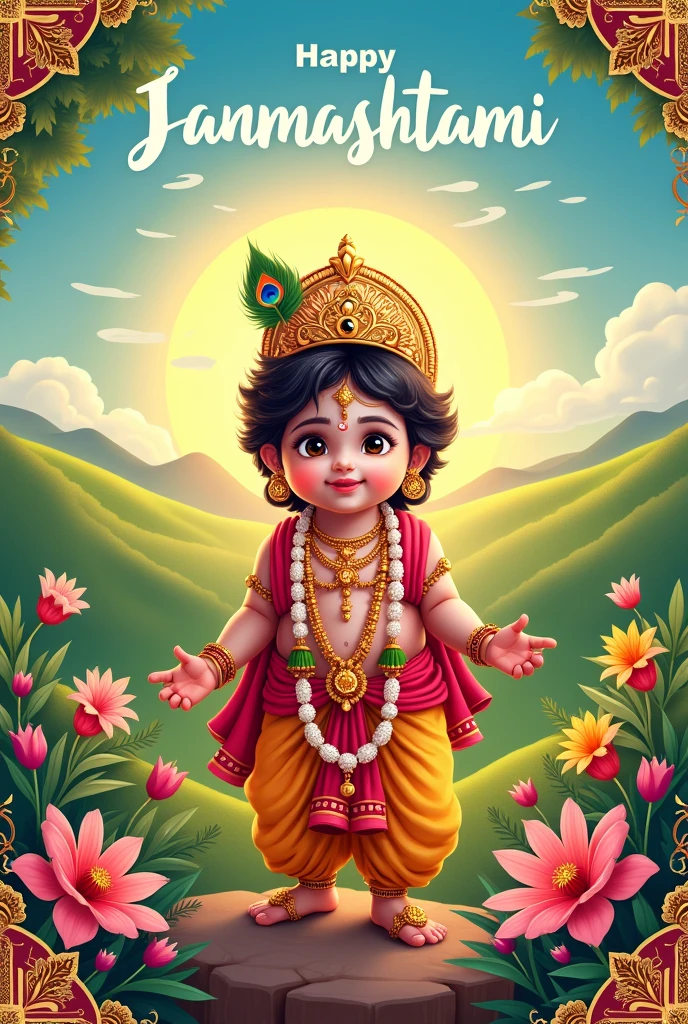 Wishing janmashtami for frame company poster