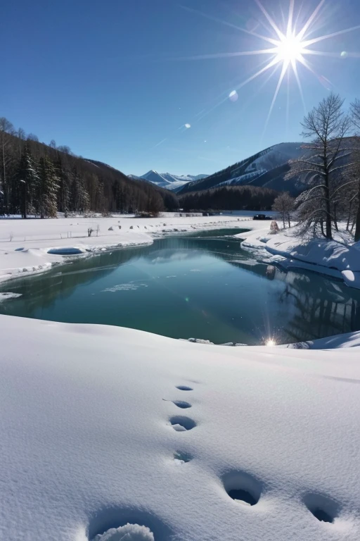 image of frozen lake
