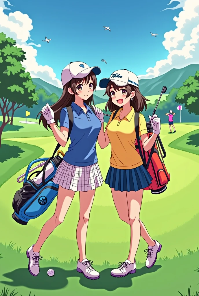 Anime-style images of couples&#39; golf fashion