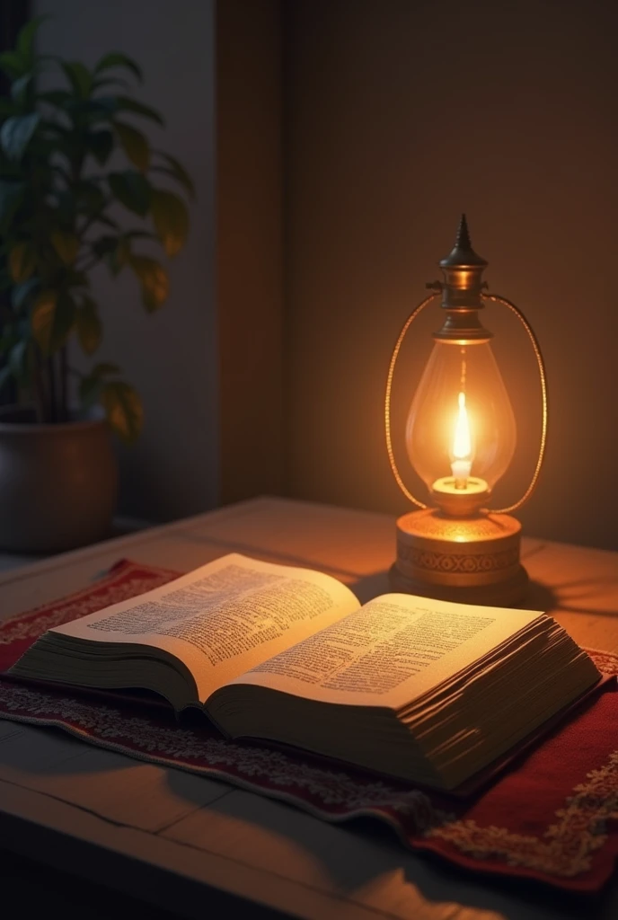 A Holy Bible and a Lamp
